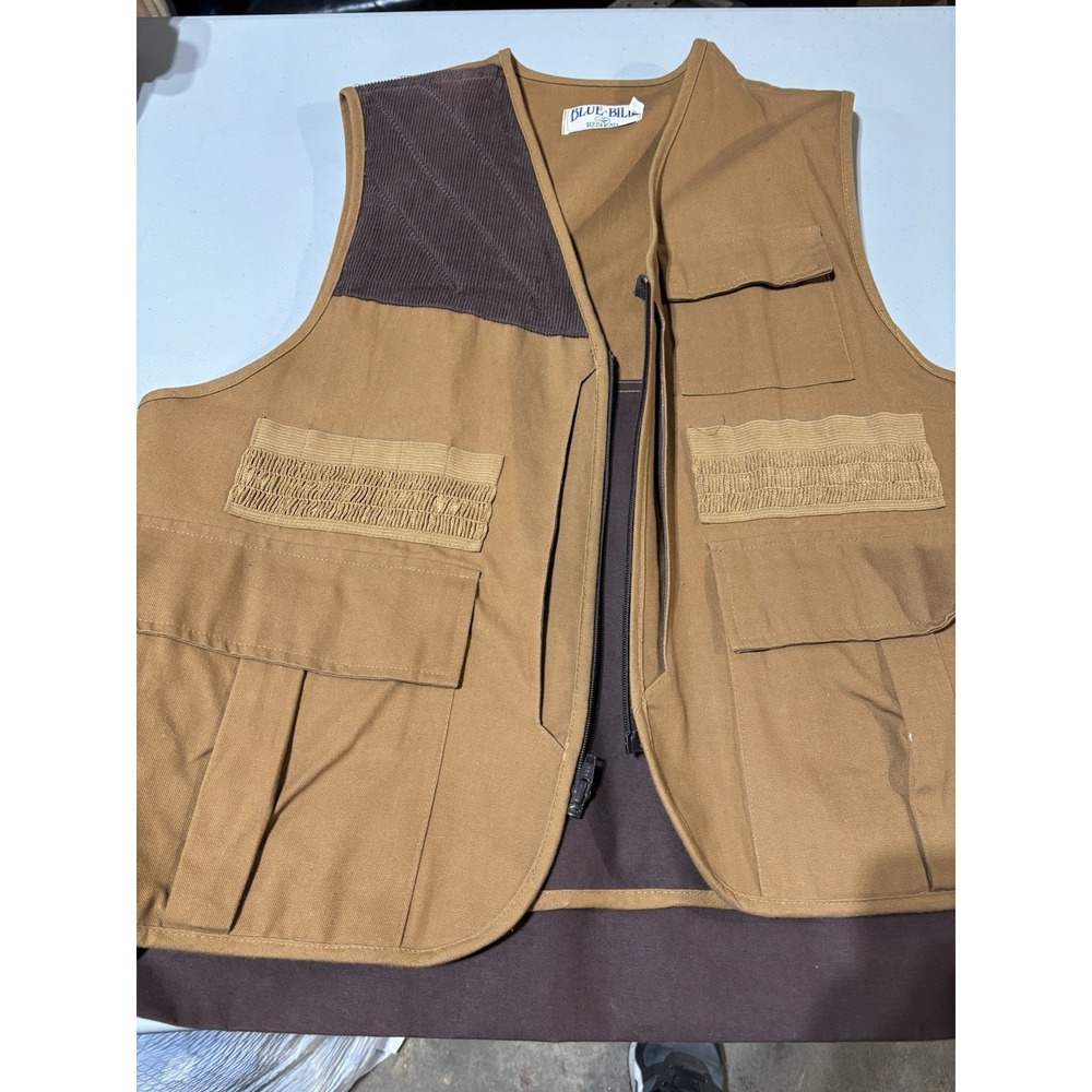Vintage Blue Bill Redhead Hunting Vest Mens Large Tan Canvas Shooting